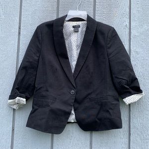 Ann Taylor Cropped Black Dot Blazer